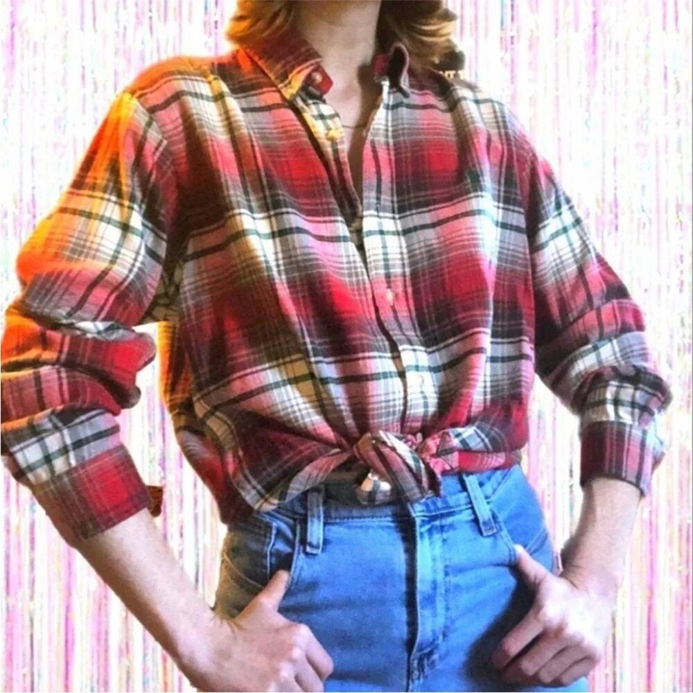 Ralph Lauren Flannel Red Plaid Shirt